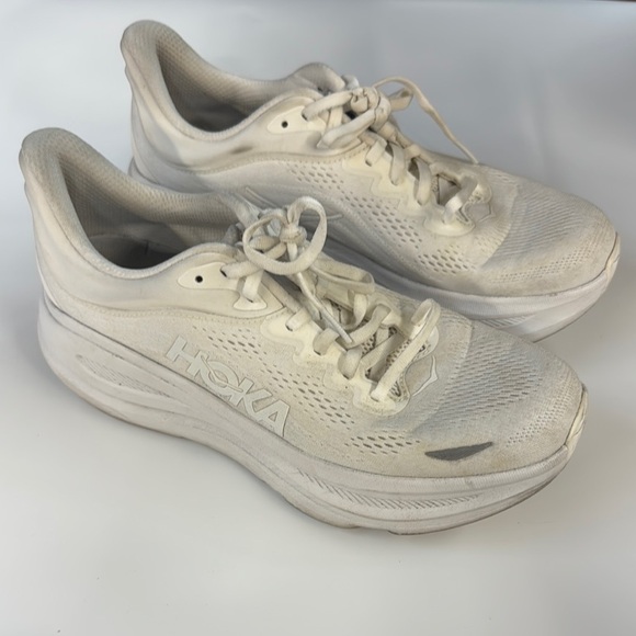 Used HOKA Men’s Bondi White Running Shoes 9D - Picture 1 of 6